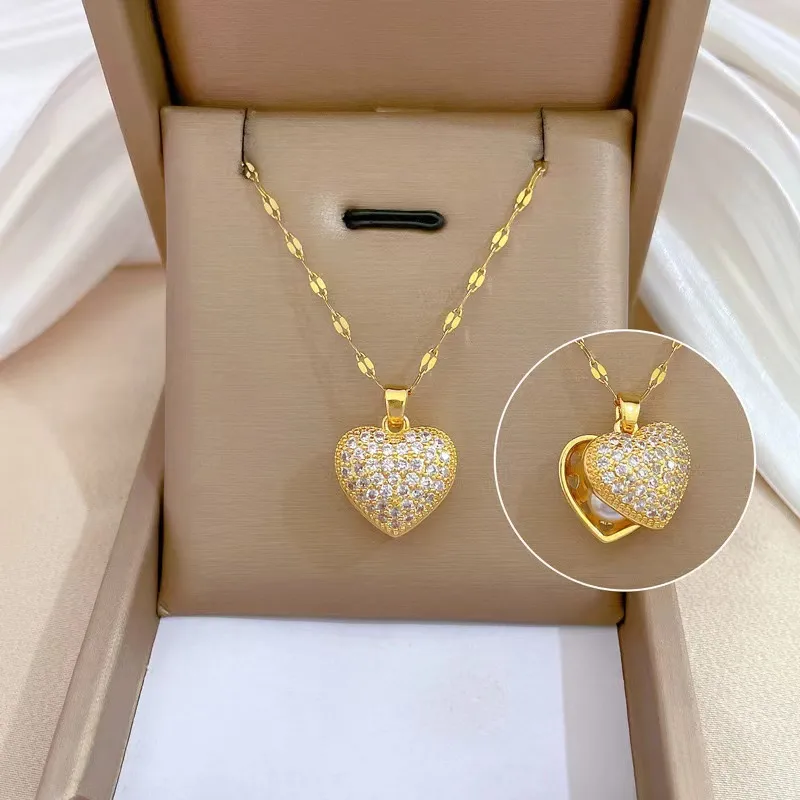 Collier cœur émaillée