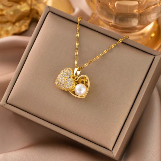 Collier cœur émaillée