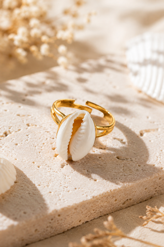 Bague cauris Doré création-artisanale