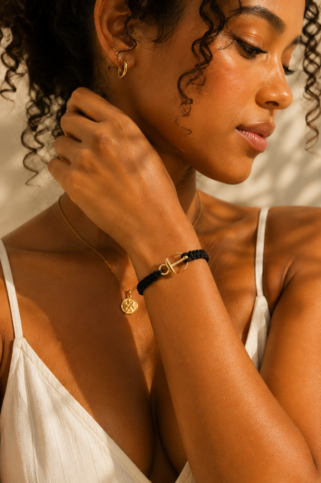 Bracelet Ancre doré (tisser à la main ) H/F